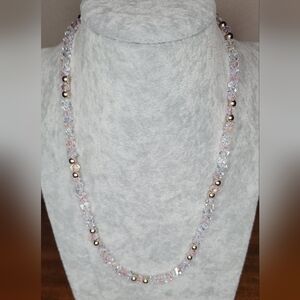 Gorgeous Krakovski Clear Crystal Necklace With Hints Of Pink